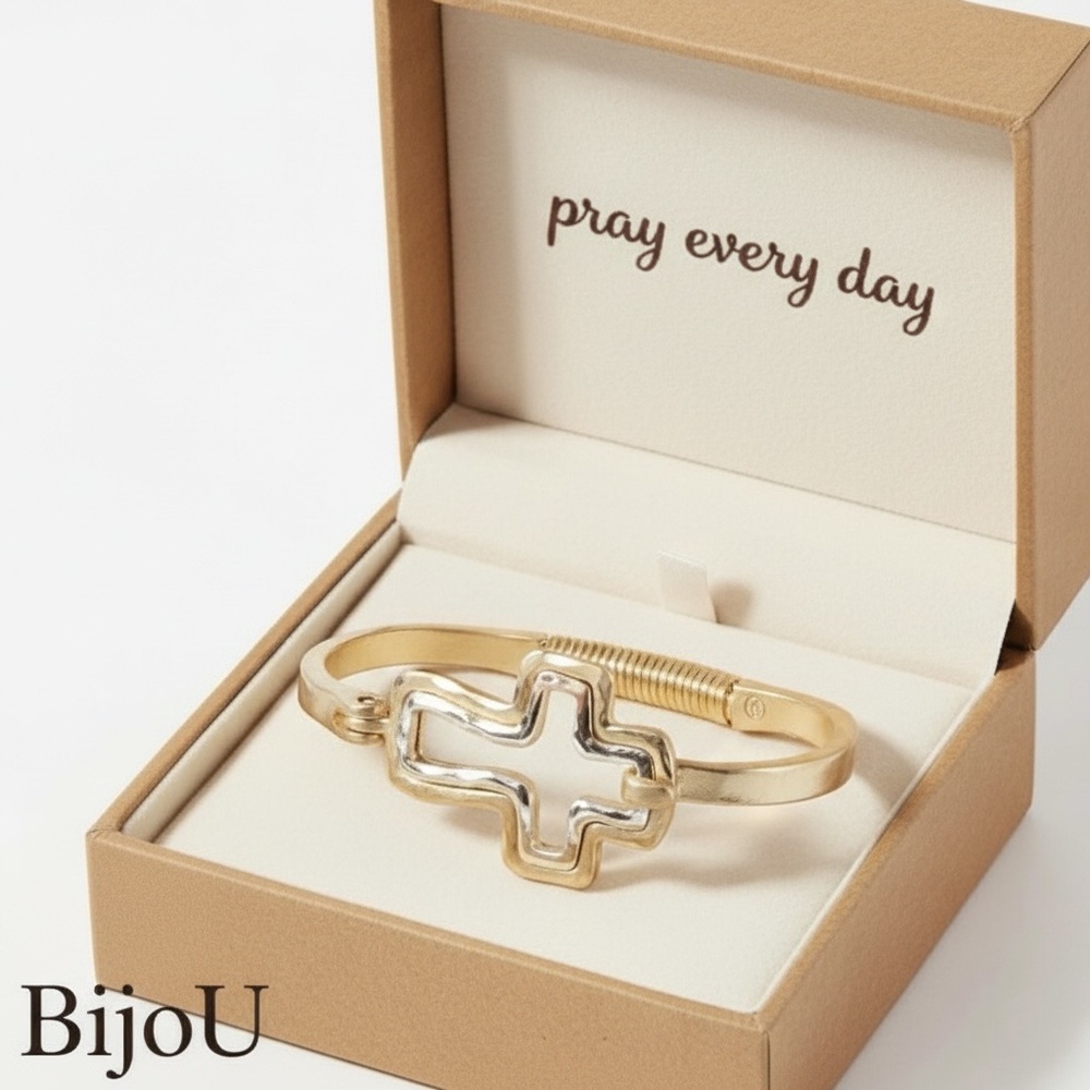 Bijou Gold and Silver Cross Bracelet